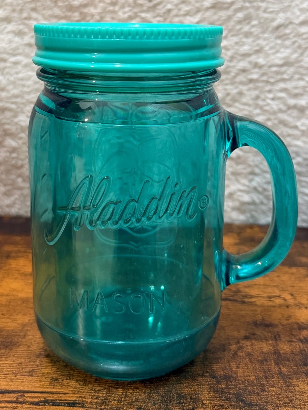 Aladdin MASON Jar Mug Cup 16oz Teal Insulated Lid Handel Plastic Lemon BPA Free
